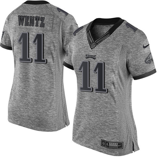 Women's Elite Carson Wentz Nike Jersey Gray - #11 Gridiron NFL Philadelphia Eagles